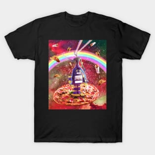 Laser Eyes Outer Space Alien Riding Robot T-Shirt